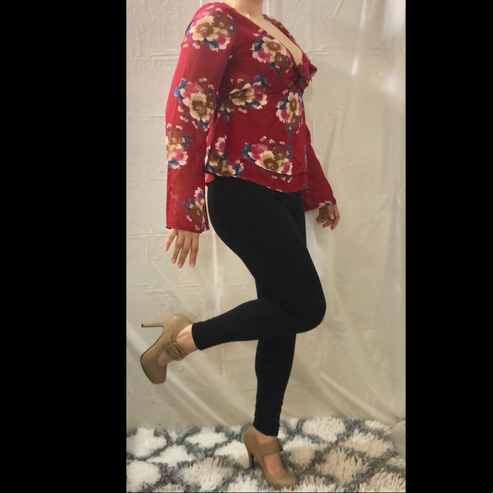Flower Detail Low Cut Tie Top